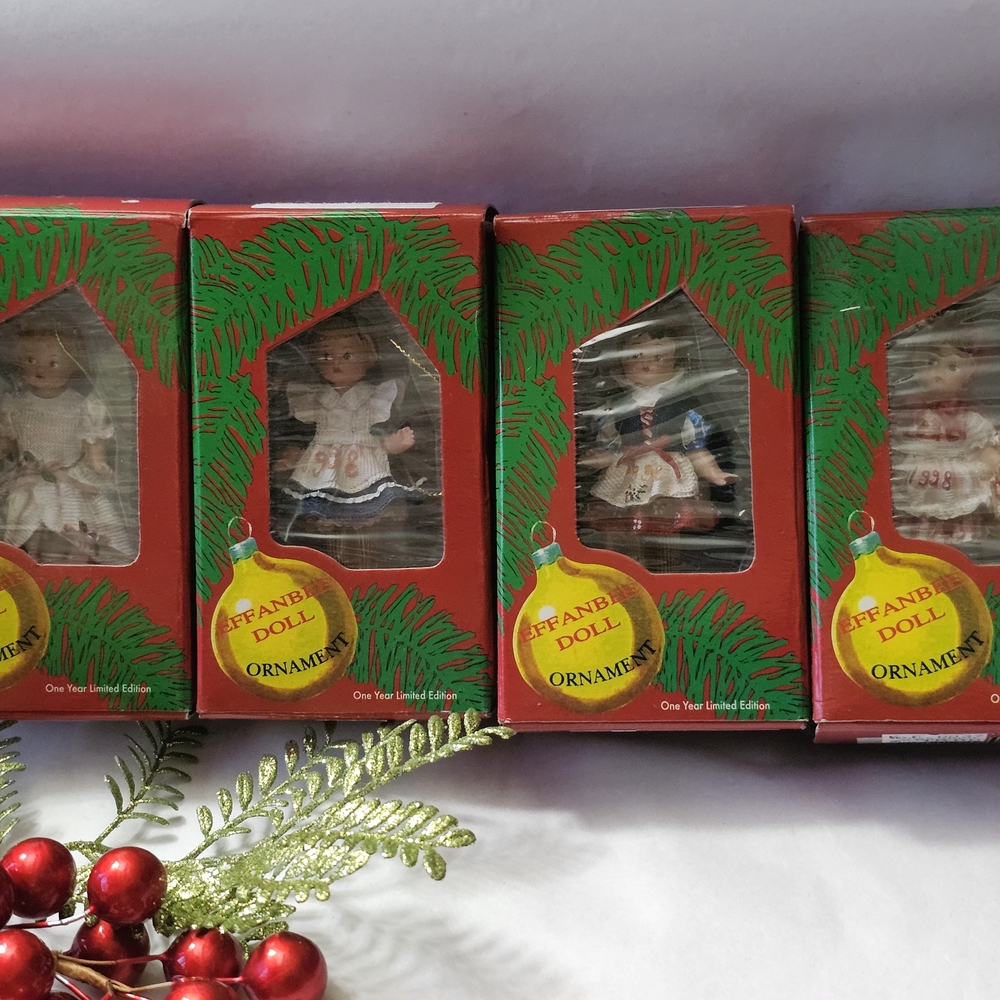 Set Of 4 EFFANBEE Doll Christmas Holiday  Ornaments